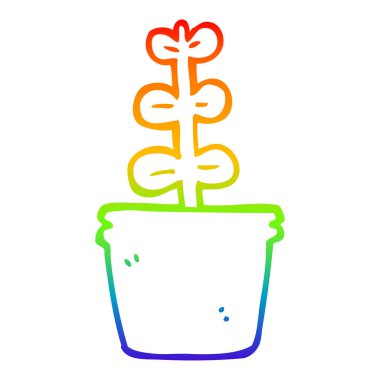 gökkuşağı gradyan çizgi çizim karikatür ev bitki