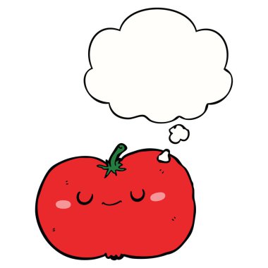 karikatür elma ve düşünce balonu