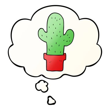çizgi film kaktüs ve pürüzsüz degrade tarzında düşünce balonu
