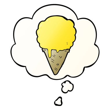 karikatür dondurma ve pürüzsüz degrade tarzında düşünce balonu