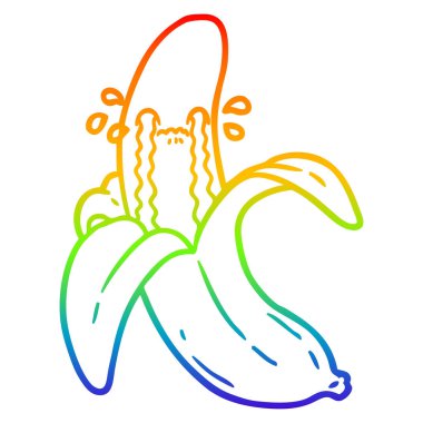 gökkuşağı gradyan çizgi çizim karikatür ağlayan muz