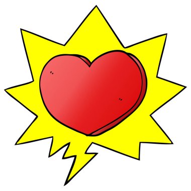 düzgün degrade tarzında karikatür kalp ve konuşma balonu