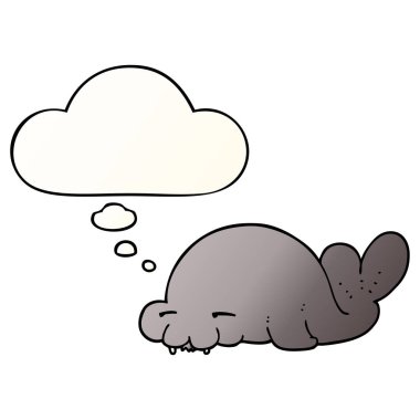 çizgi film mühür ve pürüzsüz degrade tarzında düşünce balonu