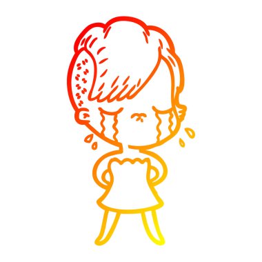 sıcak degrade çizgi çizim karikatür ağlayan kız