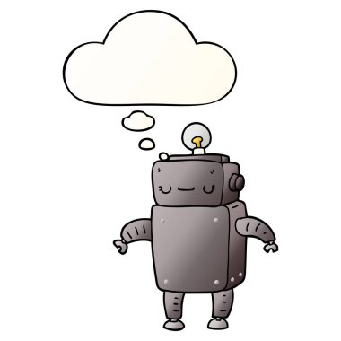 karikatür robot ve pürüzsüz degrade tarzında düşünce kabarcık