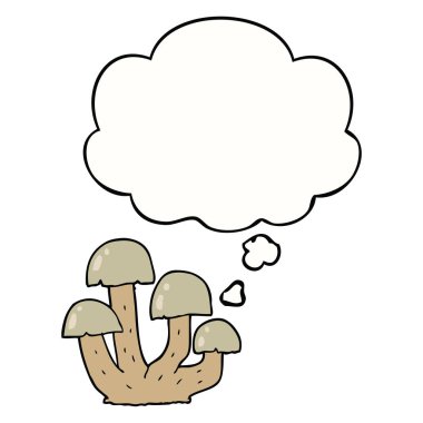 karikatür mantar ve düşünce balonu