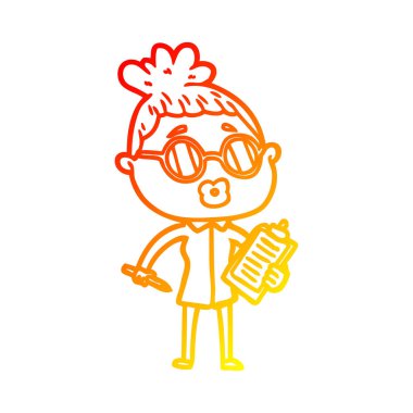 sıcak degrade çizgi çizim karikatür yöneticisi kadın spectac giyiyor