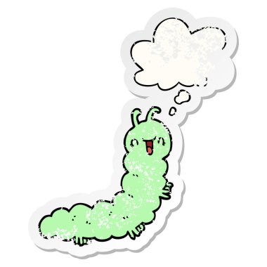 karikatür tırtıl ve sıkıntılı yıpranmış stic olarak kabarcık düşünce