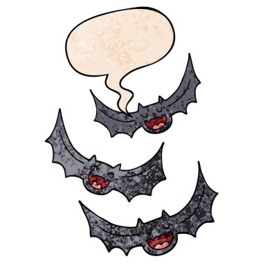 retro doku tarzında karikatür vampir yarasalar ve konuşma balonu