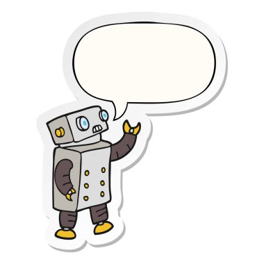 karikatür robot ve konuşma kabarcık etiket