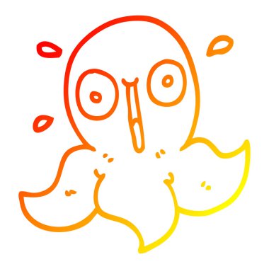 sıcak degrade çizgi çizim karikatür komik ahtapot