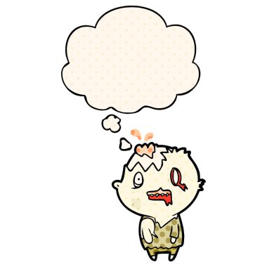 çizgi film zombi ve çizgi roman tarzında düşünce balonu