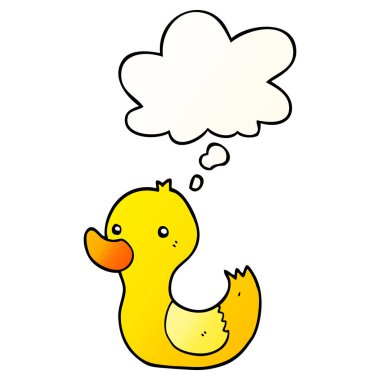 çizgi film ördek ve pürüzsüz degrade tarzında düşünce balonu