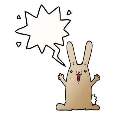 düzgün degrade tarzında karikatür tavşan ve konuşma balonu