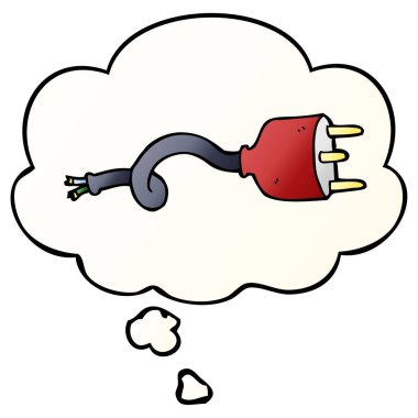 karikatür elektrik fişi ve pürüzsüz degrade st düşünce kabarcığı