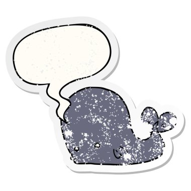 karikatür balina ve konuşma balonu sıkıntılı etiket