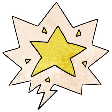 retro doku tarzında karikatür yıldızı ve konuşma balonu