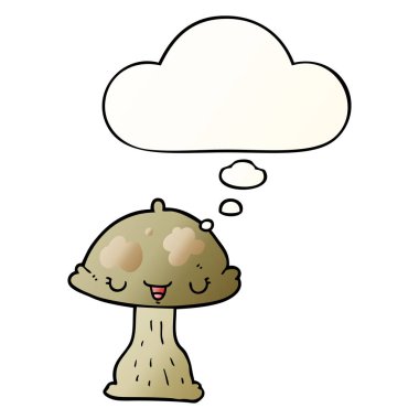 karikatür toadstool ve pürüzsüz degrade tarzında düşünce balonu