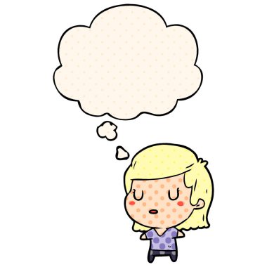 çizgi film kadın ve çizgi roman tarzında düşünce balonu