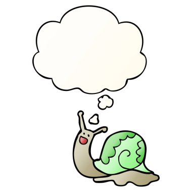 sevimli karikatür salyangoz ve pürüzsüz degrade tarzında düşünce balonu