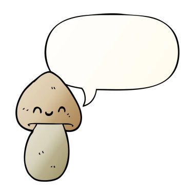 düzgün degrade tarzında karikatür mantar ve konuşma balonu