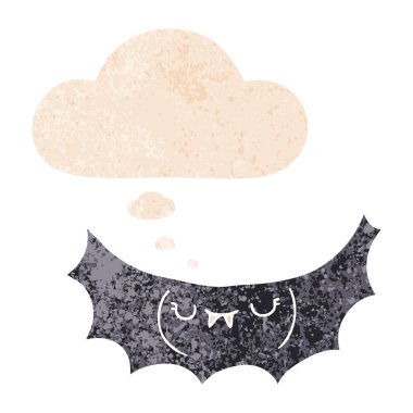 karikatür vampir yarasa ve retro dokulu tarzında kabarcık düşünce