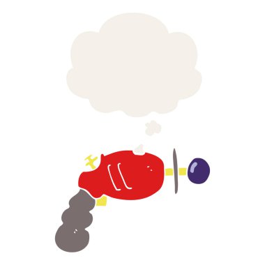 retro tarzında karikatür ışın silah ve düşünce balonu