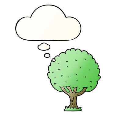 çizgi film ağacı ve pürüzsüz degrade tarzında düşünce balonu