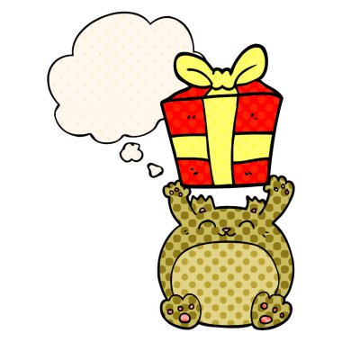 sevimli karikatür noel ayı sıcayı ve çizgi roman sty düşünce balonu