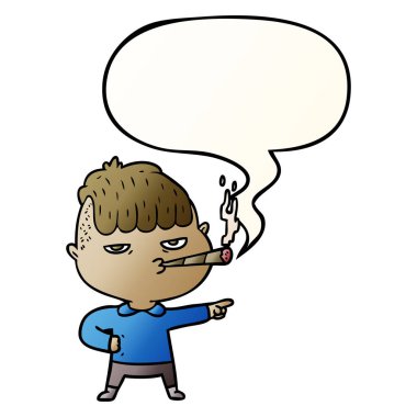 çizgi film adam sigara ve konuşma balonu pürüzsüz degrade tarzında