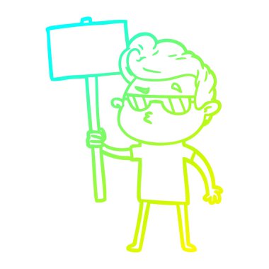 soğuk degrade çizgi çizim karikatür serin adam