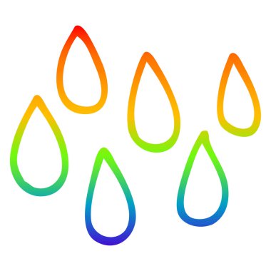 gökkuşağı degrade çizgi çizim karikatür yağmur damlaları