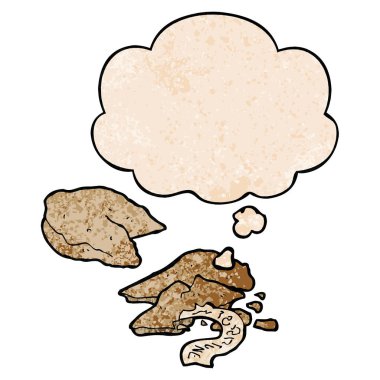 karikatür servet çerezleri ve grunge doku pat düşünce balonu