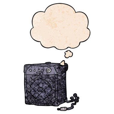 karikatür gitar amfi ve grunge doku desen düşünce balonu 