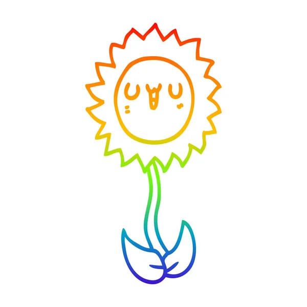 Regenbogen Gradienten Linie Zeichnung Cartoon Blume — Stockvektor