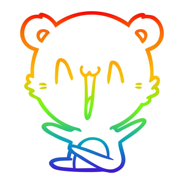 Rainbow gradient ligne dessin rire ours polaire dessin animé — Image vectorielle