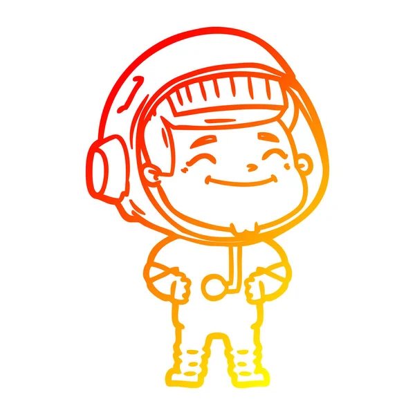 Sıcak degrade çizgi çizim mutlu karikatür astronot — Stok Vektör
