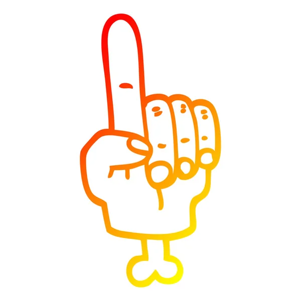 Línea de gradiente caliente dibujo apuntando símbolo de la mano — Vector de stock