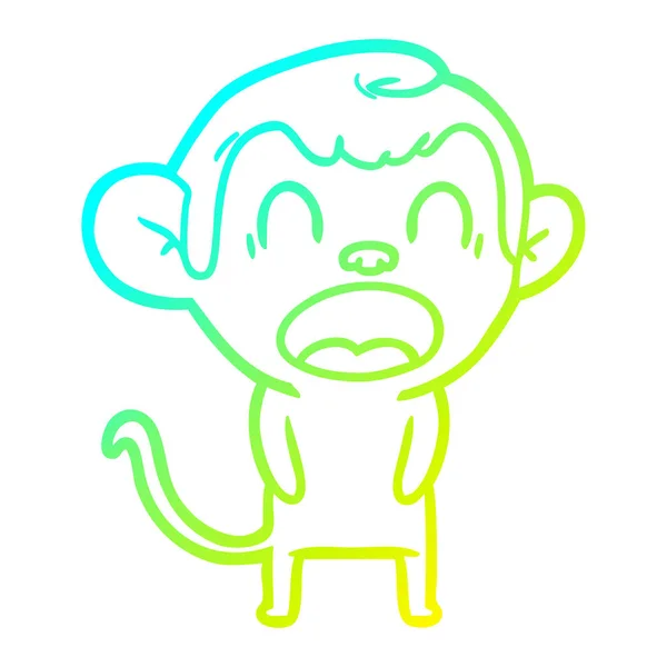 Linea gradiente freddo disegno sbadigliare scimmia cartone animato — Vettoriale Stock