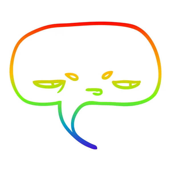 Regenboog gradiënt lijntekening cartoon toespraak bubble met gezicht — Stockvector