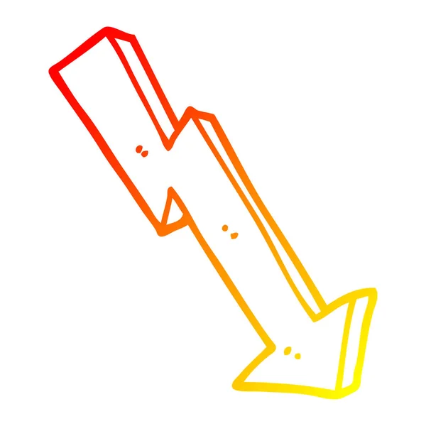 Warm gradient line drawing cartoon business loss arrow — Stock Vector