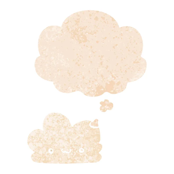 Słodkie kreskówki chmura i myśl bańka w stylu retro teksturowane — Wektor stockowy