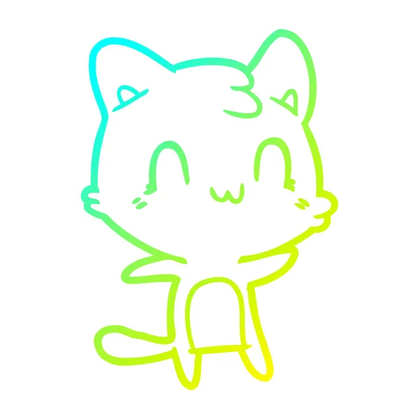 Холодна градієнтна лінія малювання мультфільм щасливий кіт — стоковий вектор
