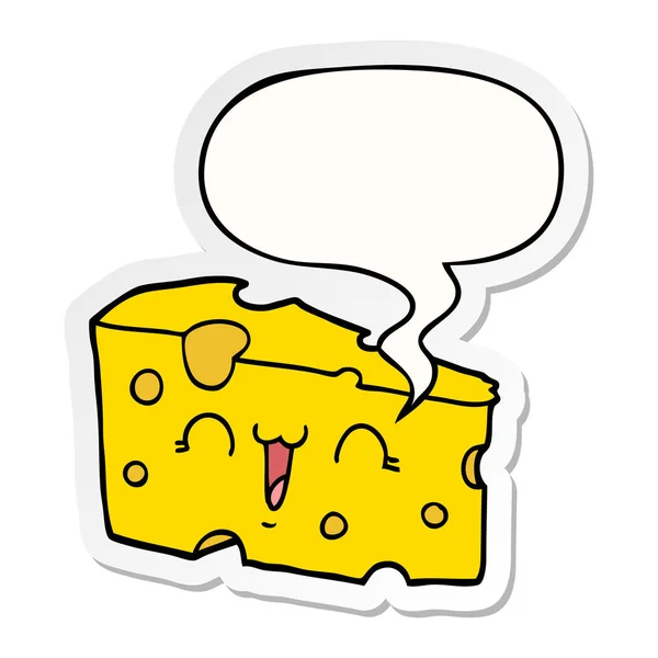 Cartoon-Käse und Sprechblasenaufkleber — Stockvektor