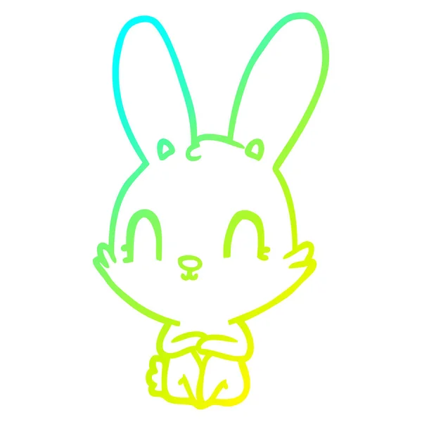 Froid dégradé ligne dessin mignon dessin animé lapin — Image vectorielle
