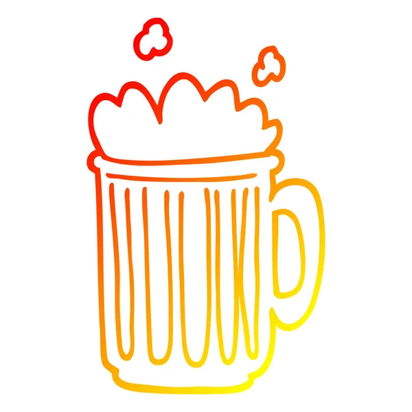 Línea de gradiente caliente dibujo caricatura tanque de cerveza — Archivo Imágenes Vectoriales