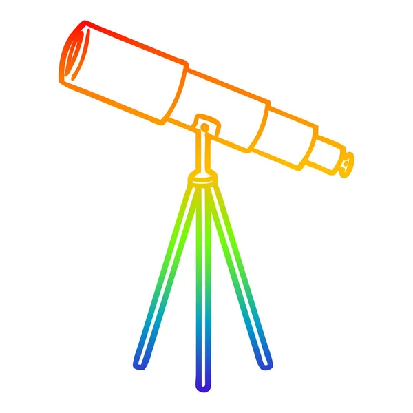 Gradient arc-en-ciel ligne dessin télescope dessin animé — Image vectorielle