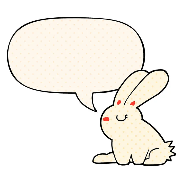 Мультяшний кролик і мовна бульбашка в стилі коміксів — стоковий вектор