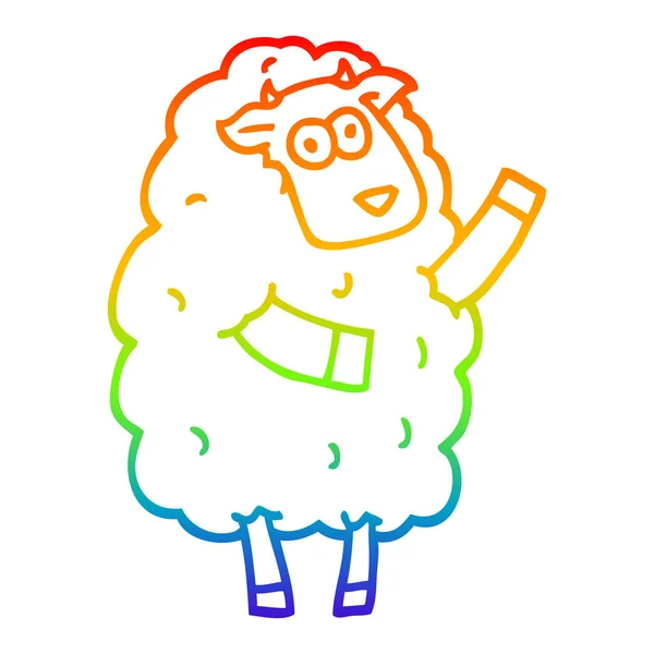 彩虹渐变线绘制卡通羊 — 图库矢量图片