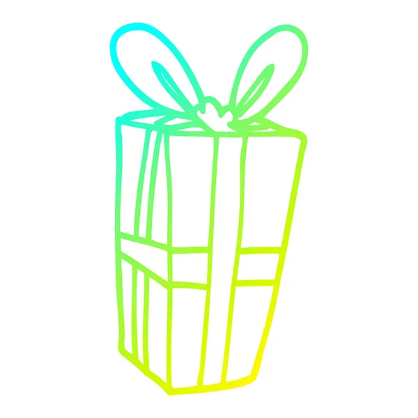 Froid dégradé ligne dessin dessin dessin animé enveloppé cadeau — Image vectorielle